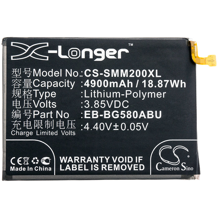 CS-SMM200XL : Battery for Samsung Galaxy M20, SM-M205, SM-M205F/DS and others - Replaces Samsung EB-BG580ABU, GH82-18701A