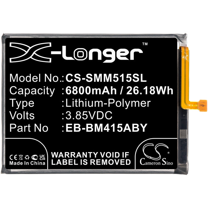 CS-SMM515SL : Battery for Samsung Galaxy M51, SM-M515, SM-M515F/DSN - Replaces Samsung EB-BM415ABY