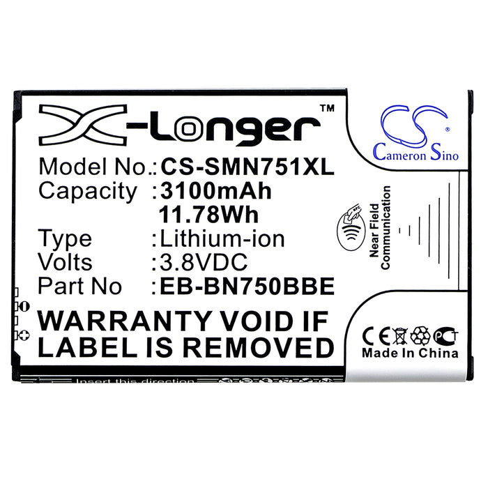 CS-SMN751XL : Battery for Samsung Galaxy Note 3 Neo, Galaxy Note 3 Mini, SM-N7505 and others - Replaces Samsung EB-BN750BBE, EB-BN750BBC