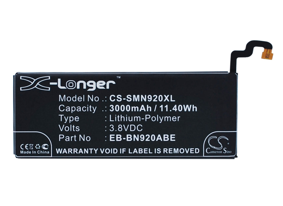 CS-SMN920XL : Battery for Samsung Galaxy Note 5, SM-N920A, SM-N920R4 and others - Replaces Samsung EB-BN920ABE