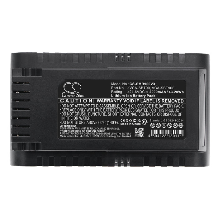 CS-SMR900VX : Battery for Samsung VS9000, VS20R9049S3/EU, VS20R9042S2/EU and others - Replaces Samsung VCA-SBT90, VCA-SBT90E, DJ96-00221A and others