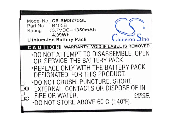 CS-SMS275SL : Battery for Samsung GT-S7275, Galaxy Ace 3 LTE, GT-I7275 and others - Replaces Samsung B105BE, B105BU, B105BK and others