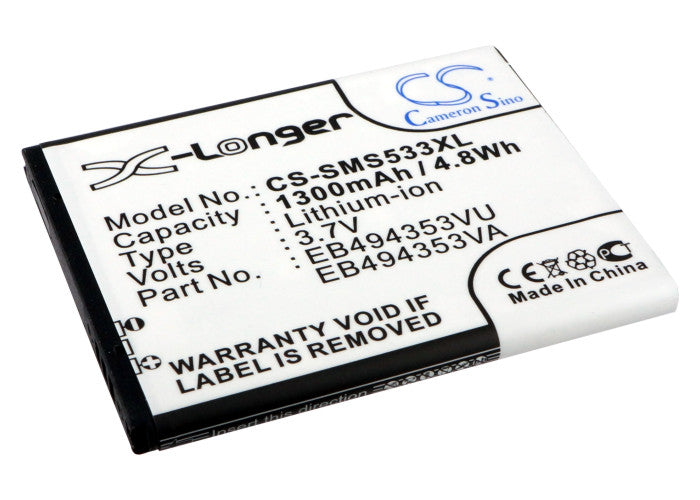 CS-SMS533XL : Battery for Samsung GT-S5570, Galaxy Mini, GT-S5250 and others - Replaces Samsung EB494353VU, EB494353VA