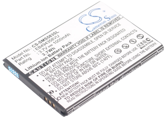 CS-SMS583SL : Battery for Samsung GT-S5830, GT-S5830T, Cooper and others - Replaces Samsung EB494358VU