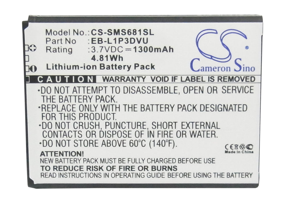 CS-SMS681SL : Battery for Samsung GT-S6810, GT-S6810P, Galaxy Fame and others - Replaces Samsung EB-L1P3DVU, GH43-03668C