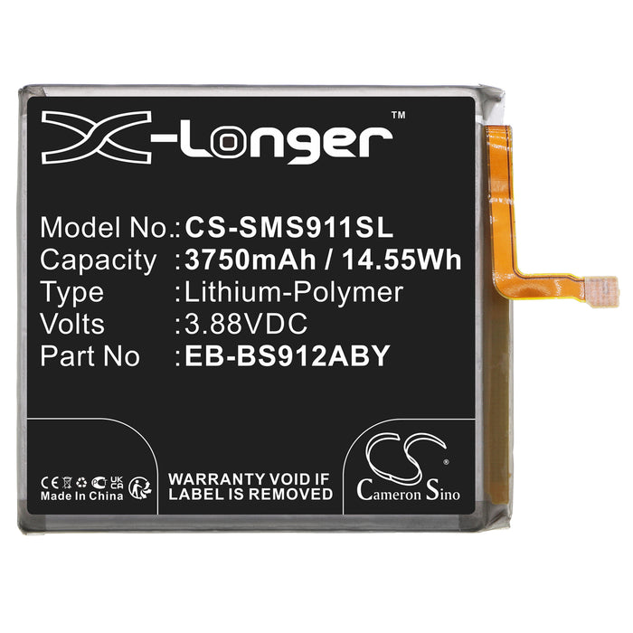 CS-SMS911SL : Battery for Samsung Galaxy S23, SM-S911B, SM-S911T and others - Replaces Samsung EB-BS912ABY