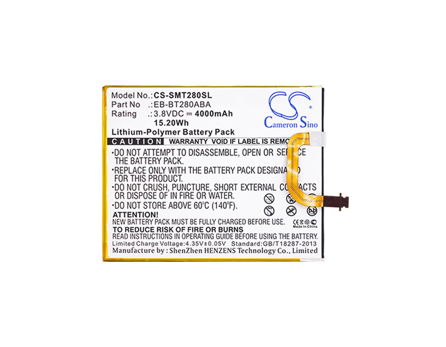 CS-SMT280SL : Battery for Samsung Galaxy Tab E 7.0 2016 4G LTE, SM-T280, SM-T285 and others - Replaces Samsung EB-BT280ABA, EB-BT280ABE, GH43-04588A