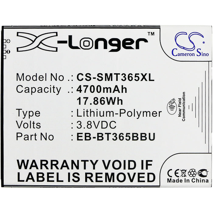 CS-SMT365XL : Battery for Samsung SM-T360, SM-T365, Galaxy Tab Active and others - Replaces Samsung EB-BT365BBU, EB-BT365BBC, EB-BT365BBUBUS and others