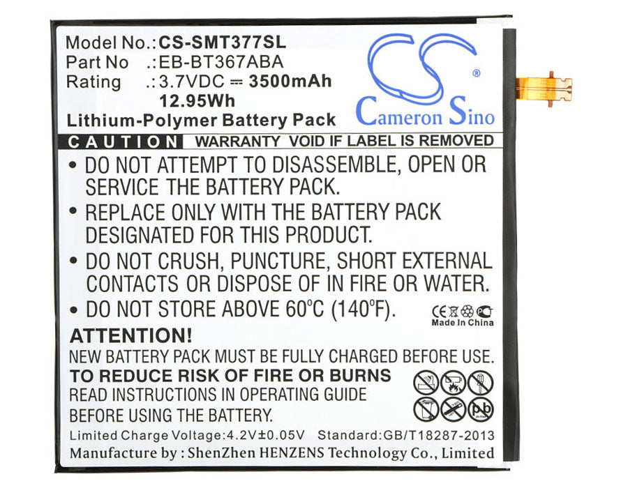 CS-SMT377SL : Battery for Samsung SM-T377, SM-T377A, SM-T377V and others - Replaces Samsung EB-BT367ABA, GH43-04539A