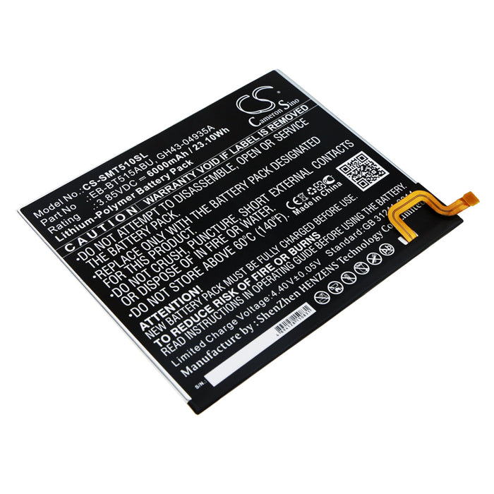 CS-SMT510SL : Battery for Samsung SM-T510, SM-T515, Galaxy Tab A 2019 and others - Replaces Samsung EB-BT515ABU, GH43-04936A, GH43-04935A