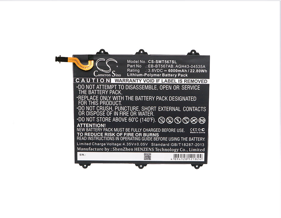 CS-SMT567SL : Battery for Samsung SM-T567, SM-T567V, Galaxy Tab E 9.6 XLTE and others - Replaces Samsung EB-BT567ABA, GH43-04535A