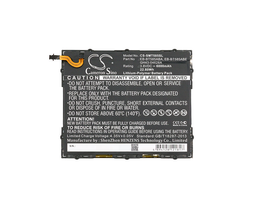 CS-SMT585SL : Battery for Samsung SM-T580, SM-T585, Galaxy Tab A 10.1 2016 WiFi and others - Replaces Samsung EB-BT585ABA, GH43-04628A, EB-BT585ABE