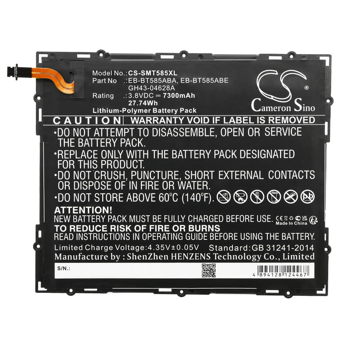 CS-SMT585XL : Battery for Samsung SM-T580, SM-T585, Galaxy Tab A 10.1 2016 WiFi and others - Replaces Samsung EB-BT585ABA, GH43-04628A, EB-BT585ABE