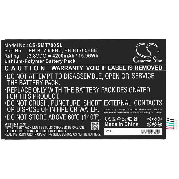 CS-SMT700SL : Battery for Samsung Galaxy Tab S 8.4, SM-T700, SM-T705 and others - Replaces Samsung EB-BT705FBC, EB-BT705FBU, EB-BT705FBE