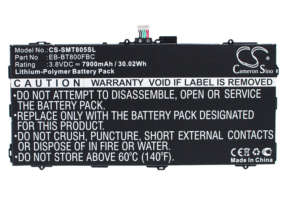 CS-SMT805SL : Battery for Samsung Galaxy Tab S 10.5, SM-T800 WiFI, SM-T805C 4G and others - Replaces Samsung EB-BT800FBC, EB-BT800FBU, EB-BT800FBE