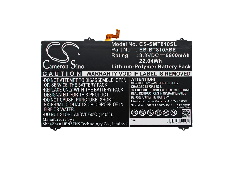 CS-SMT810SL : Battery for Samsung SM-T810 Galaxy Tab S2 9.7 WiFi, SM-T815N0, SM-T817W and others - Replaces Samsung EB-BT810ABE, EB-BT810ABA, GH43-04431A