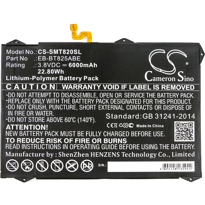 CS-SMT820SL : Battery for Samsung Galaxy Tab S3 9.7, Galaxy Tab S3 9.7 XLTE, SM-T820 and others - Replaces Samsung EB-BT825ABE, EB-BT825ABA, GH43-04702A