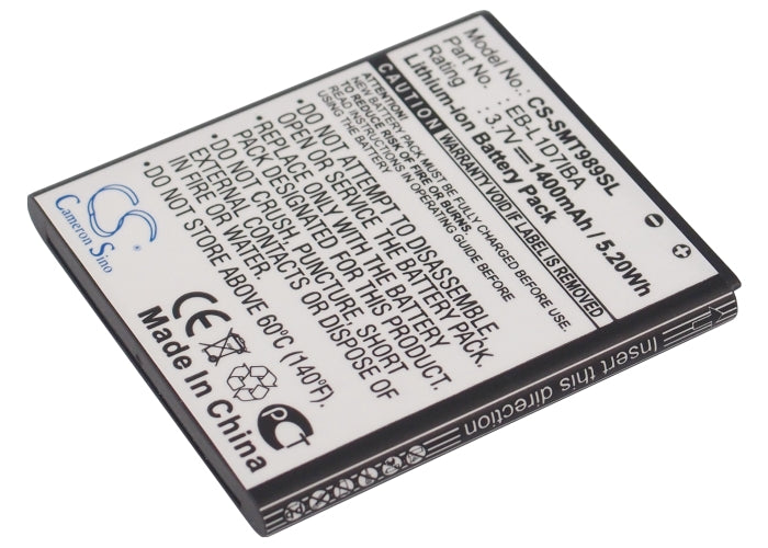 CS-SMT989SL : Battery for T-Mobile Galaxy S II, SGH-T989, Galaxy S II 4G - Replaces T-Mobile EB-L1D7IBA