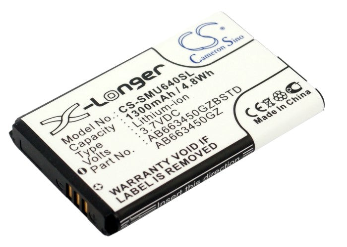 CS-SMU640SL : Battery for Verizon SCH-U680, SCH-U680MAV, SCHU680MAV and others - Replaces Samsung AB663450GZ, AB663450GZBSTD, AB663450BZ