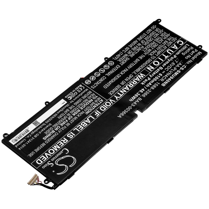 CS-SMU940NB : Battery for Samsung Ultrabook 940X3G - Replaces Samsung AA-PLVN4CR, 1588-3366, BA43-00366A