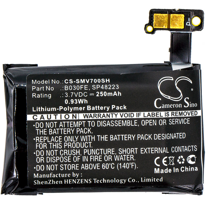 CS-SMV700SH : Battery for Samsung Gear 1, SM-V700 - Replaces Samsung B030FE, SP48223, GH43-03992A