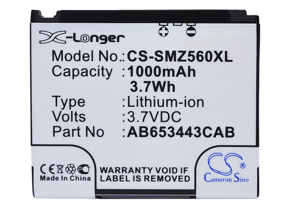 CS-SMZ560XL : Battery for Samsung SGH-A700, SGH-A707, SGH-A171 and others - Replaces Samsung AB653443CAB, AB603443CA, AB603443CABSTD and others