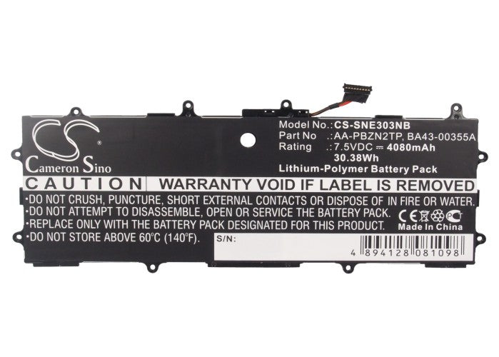 CS-SNE303NB : Battery for Samsung XE303C12, XE303C12-A01US, Chromebook Series 3 and others - Replaces Samsung AA-PBZN2TP, BA43-00355A