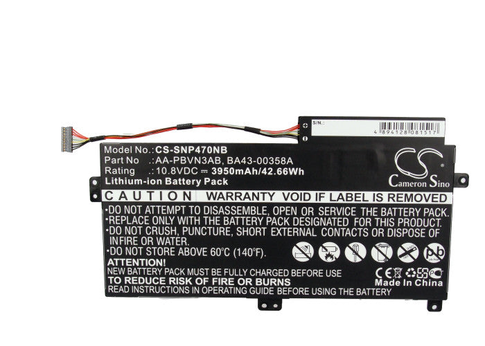 CS-SNP470NB : Battery for Samsung NP470, NP470R5E, NP500R5H-Y09 and others - Replaces Samsung AA-PBVN3AB, BA43-00358A