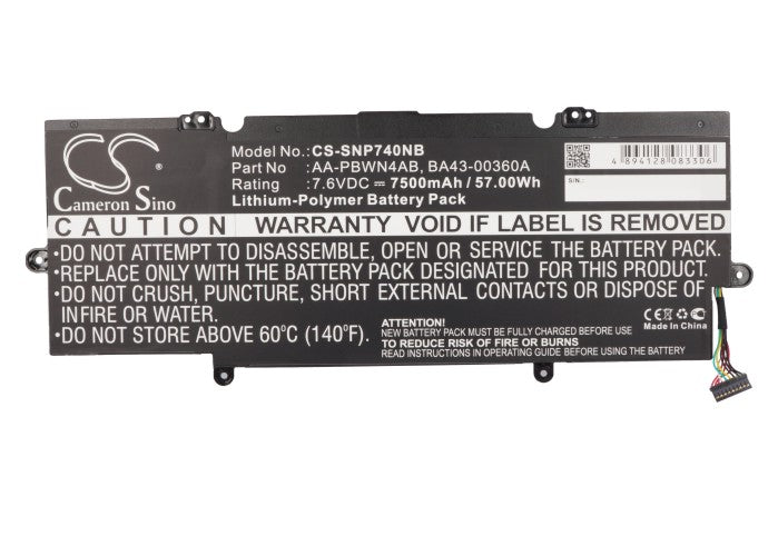 CS-SNP740NB : Battery for Samsung ATIV Book 7, NP740U3E, NP740 and others - Replaces Samsung AA-PBWN4AB, BA43-00360A