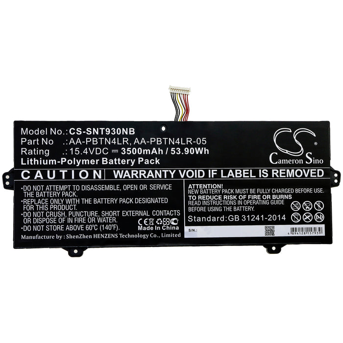 CS-SNT930NB : Battery for Samsung NT930SBE-X716, NT930SBV, NT950SBE-K38 and others - Replaces Samsung AA-PBTN4LR, AA-PBTN4LR-05