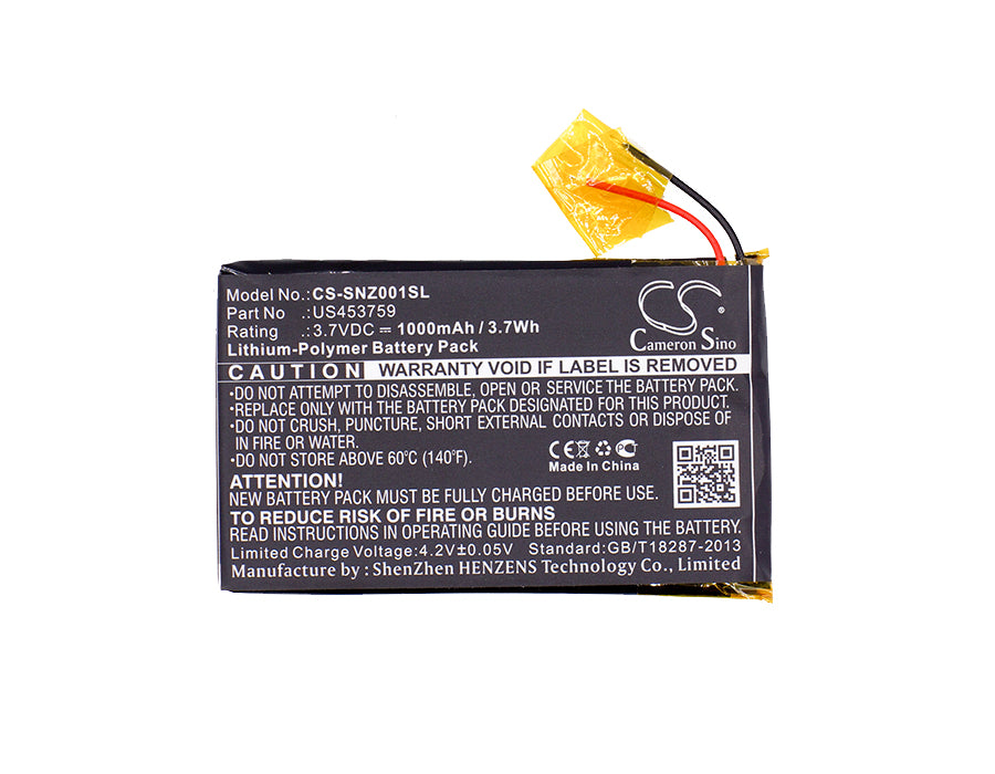 CS-SNZ001SL : Battery for Sony NWZ-ZX1, Walkman NWZ-ZX1, MDR-HW700DS - Replaces Sony US453759