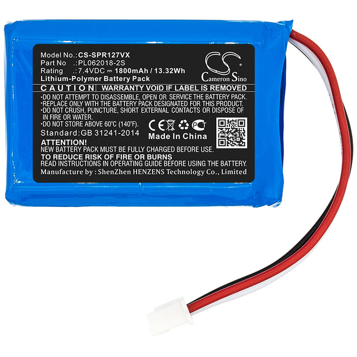 CS-SPR127VX : Battery for Sichler PR-030, PR-025, PR-041 and others - Replaces Sichler PL062018-2S