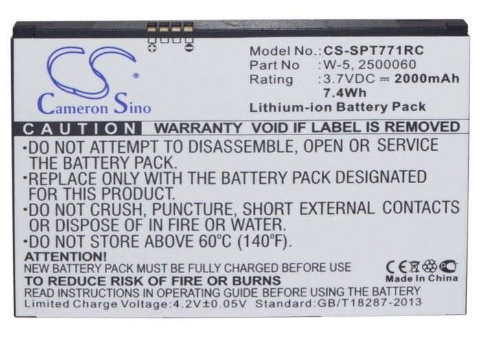 CS-SPT771RC : Battery for NETGEAR Aircard 782s, Unite AC770S, UNITE-344B - Replaces Sprint W-5, 2500060, 2500031