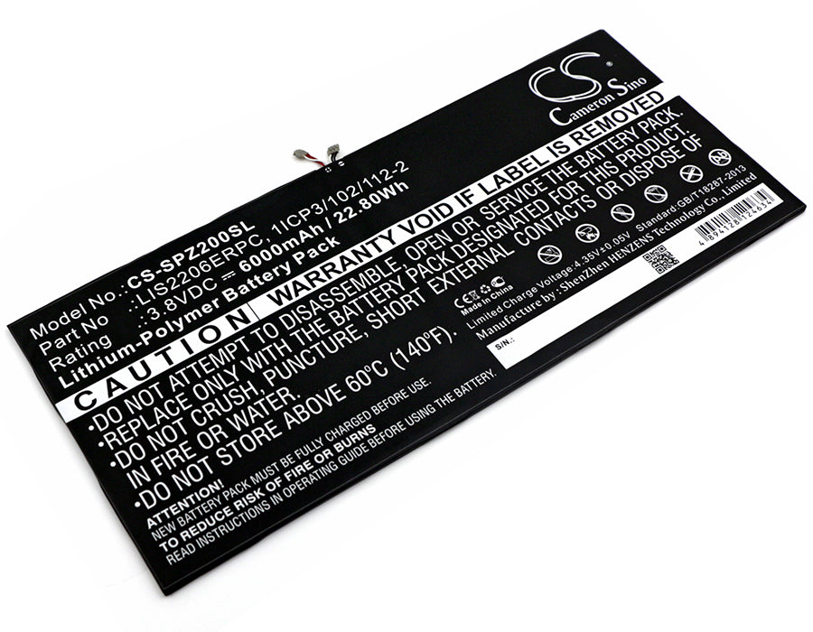 CS-SPZ200SL : Battery for Sony Xperia Tablet Z2, Xperia Tablet Z2 TD-LTE, SOT21 and others - Replaces Sony LIS2206ERPC, 1ICP3/102/112-2, 1277-3631.1B