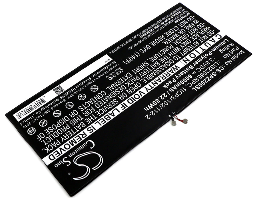 CS-SPZ200SL : Battery for Sony Xperia Tablet Z2, Xperia Tablet Z2 TD-LTE, SOT21 and others - Replaces Sony LIS2206ERPC, 1ICP3/102/112-2, 1277-3631.1B