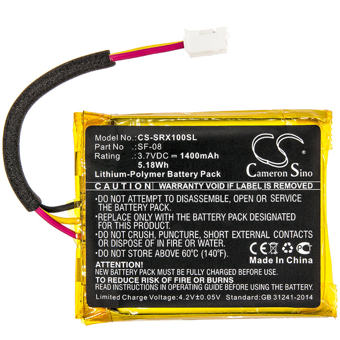 CS-SRX100SL : Battery for Sony SRS-XB10, SRS-XB12, WH-L600 - Replaces Sony SF-08, 1-853-641-13