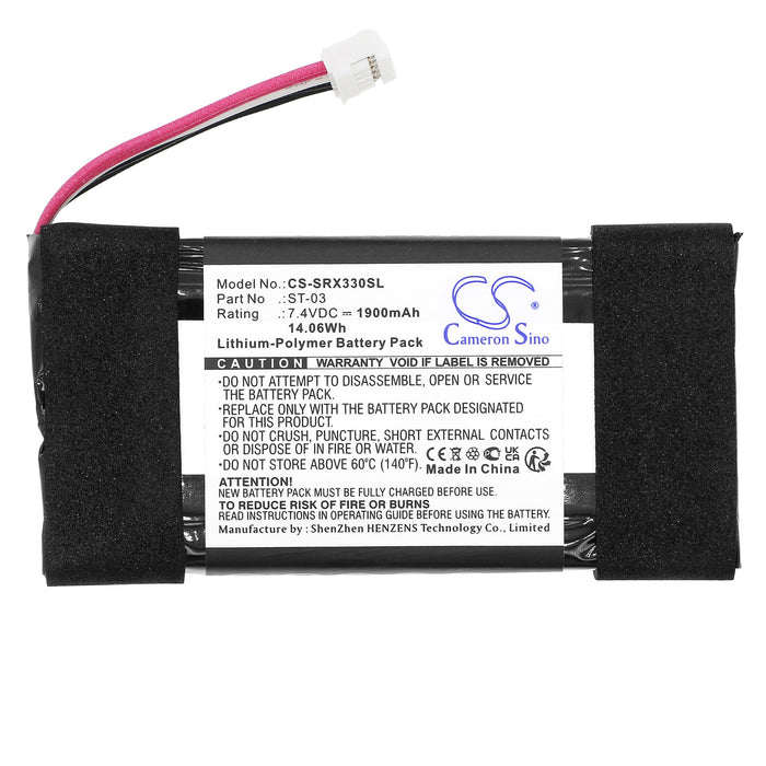 CS-SRX330SL : Battery for Sony SRS-X33 - Replaces Sony ST-03