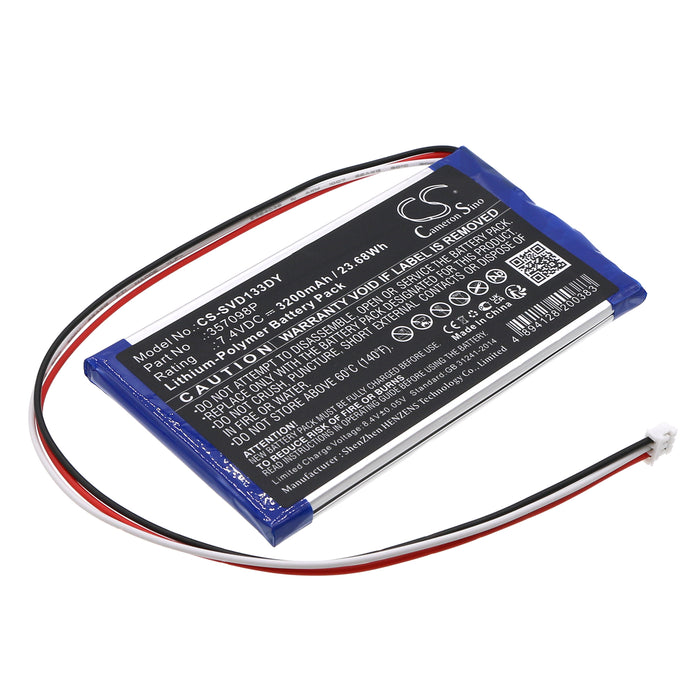 CS-SVD133DY : Battery for Sylvania SDVD1332, SDVD1332-B - Replaces Sylvania 357098P