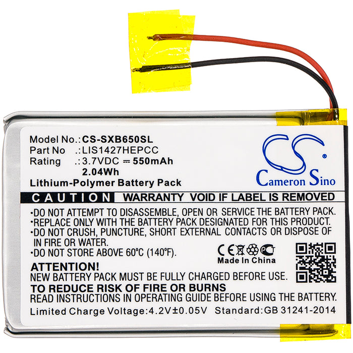 CS-SXB650SL : Battery for Sony MDR-XB950BT, MDR-XB950B1, MDR-XB650BT and others - Replaces Sony 1-756-920-31, 1-756-920-32, LIS1427HEPCC and others