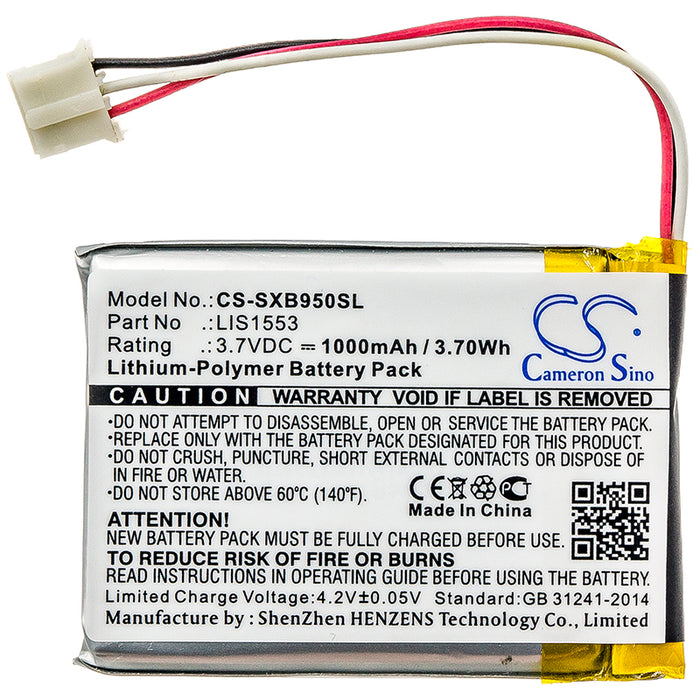 CS-SXB950SL : Battery for Sony MDR-XB950N1, WH-CH700N, SRS-WS1 and others - Replaces Sony LIS1553, LIS1553(SY6), A-2215-026-A and others