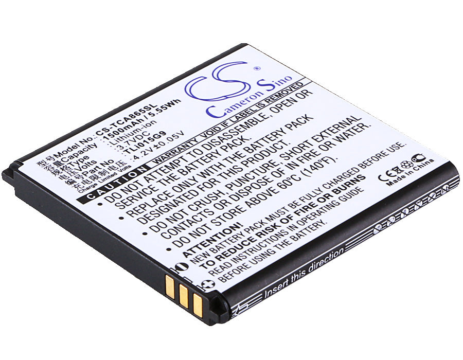 CS-TCA865SL : Battery for TCL J320C, J320T, A865 - Replaces TCL TLi015G9, TLi015B1