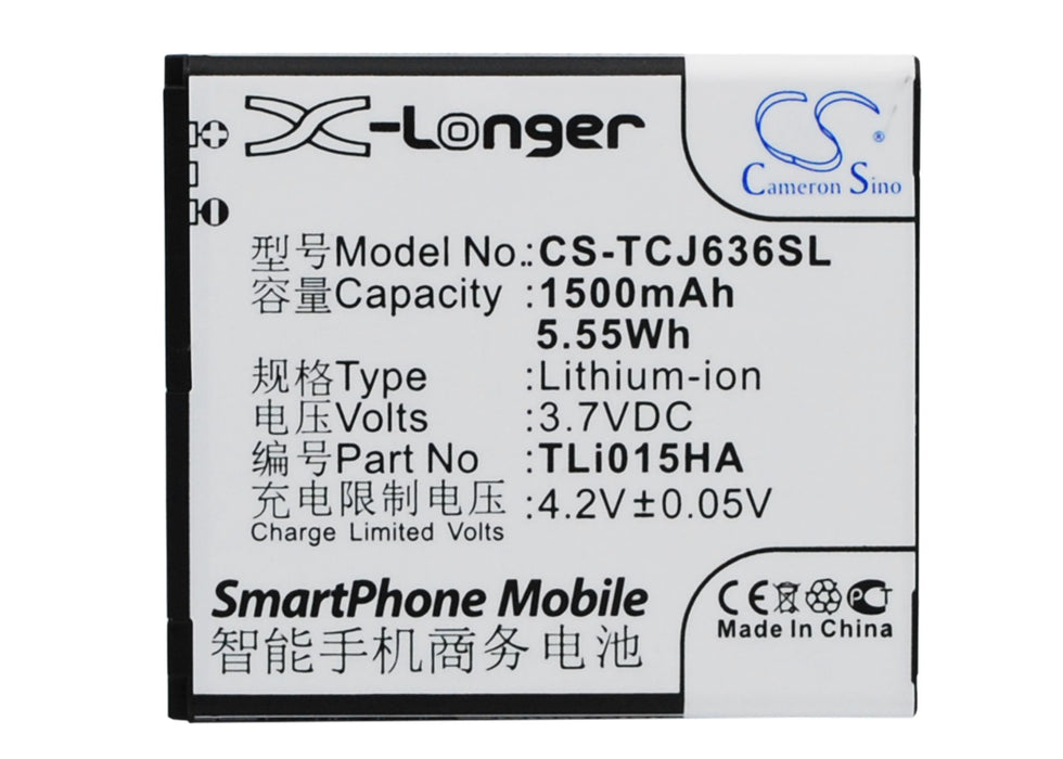 CS-TCJ636SL : Battery for TCL J636D - Replaces TCL TLi015HA