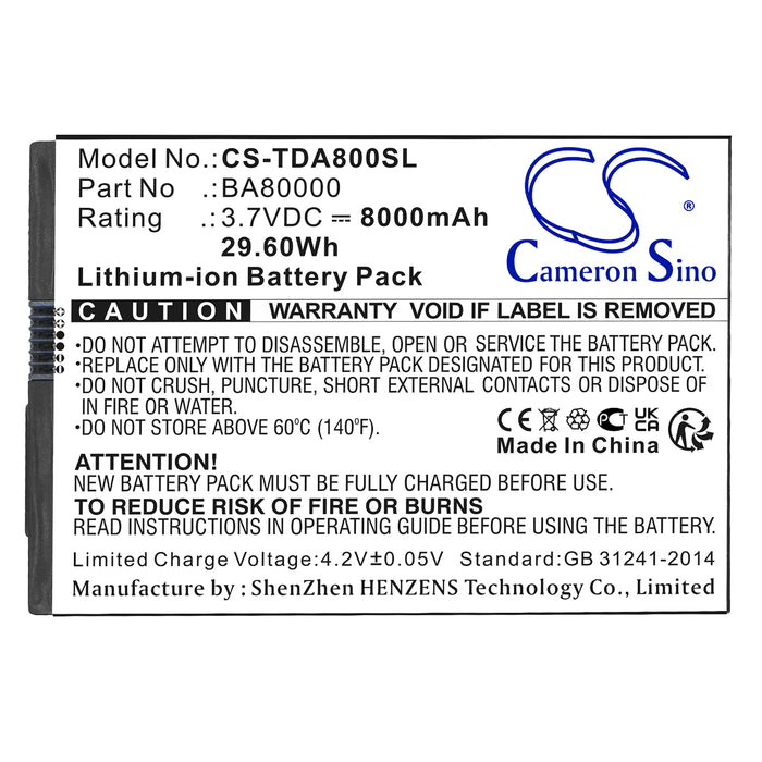 CS-TDA800SL : Battery for Flytech PB63D31 - Replaces Flytech BA80000