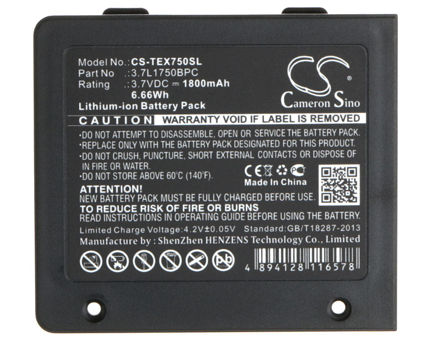 CS-TEX750SL : Battery for Texas Instruments TI-Planet, TI-Nspire Navigator Wireless Cradle WiFi - Replaces Texas Instruments 3.7L1750BPC