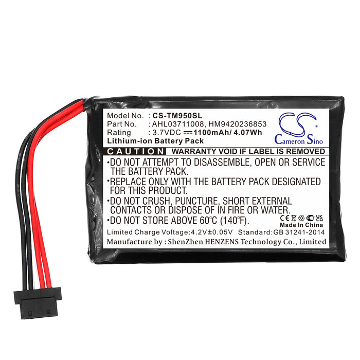 CS-TM950SL : Battery for TomTom Go 950, Go 950 Live, 4CP9.002.00 and others - Replaces TomTom AHL03711008, HM9420236853