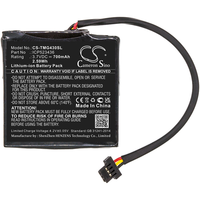 CS-TMG430SL : Battery for TomTom Go 400 4.3" Satnav, 4FB40 - Replaces TomTom ICP523436