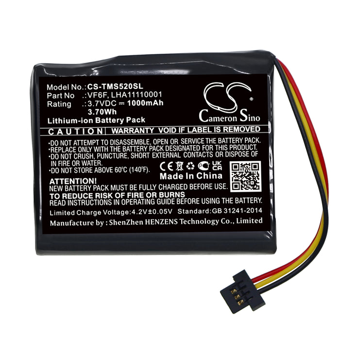 CS-TMS520SL : Battery for TomTom Start 52 - Replaces TomTom VF6F, LHA11110001