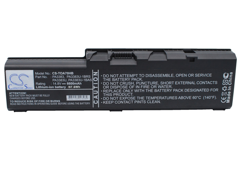 CS-TOA70HB : Battery for Toshiba Satellite A70, Satellite A70-S2362, Satellite A70-S249 and others - Replaces Toshiba PA3383, PA3383U, PA3383U-1BAS and others