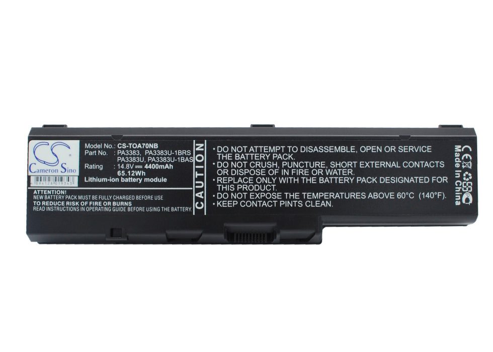 CS-TOA70NB : Battery for Toshiba Satellite A70, Satellite A70-S2362, Satellite A70-S249 and others - Replaces Toshiba PA3383, PA3383U, PA3383U-1BAS and others