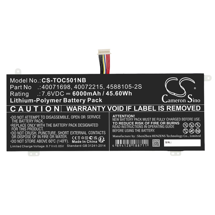 CS-TOC501NB : Battery for Dynabook Satellite Pro C50-H-106, Satellite Pro C40-G-11G, Satellite Pro C40-G-120 and others - Replaces Dynabook 40071698, 40072215, 4588105-2S